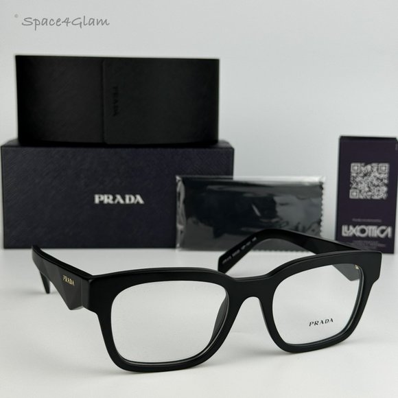 NEW Prada PRA10V 12P1O1 Black Matte Square Unisex Eyeglasses PR A10V - Picture 3 of 8